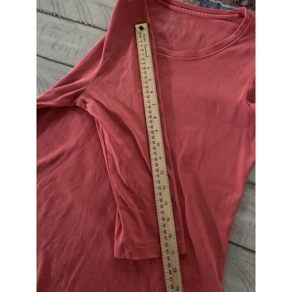 L.L. Bean Women's Top Shirt blue and pinkcoral. Crew Neck 3/4 Sleeve, 100%Cotton - Picture 8 of 16